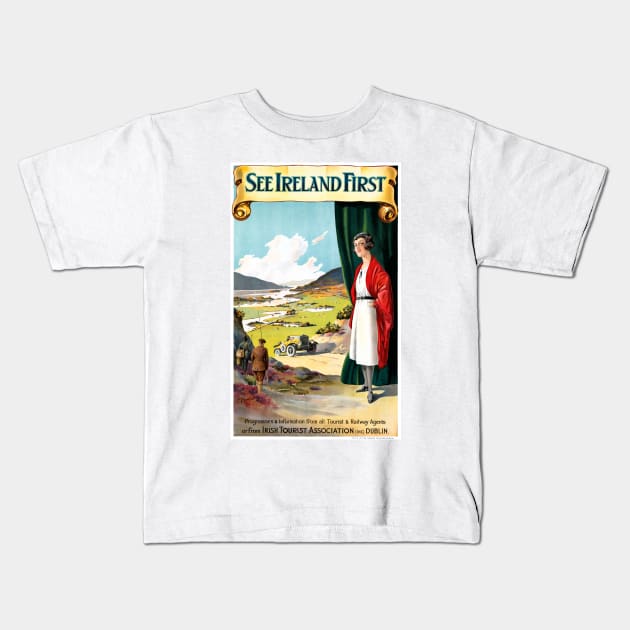 Vintge Travel Poster See Ireland First Kids T-Shirt by vintagetreasure